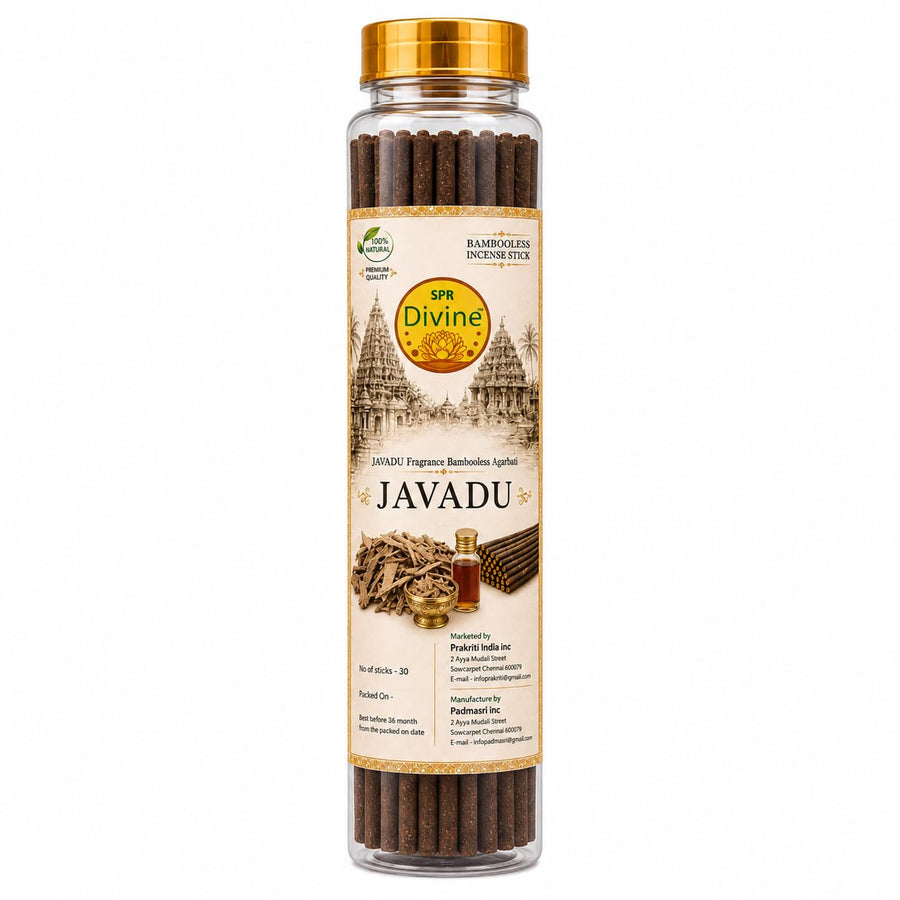 SPR Divine - Javadhu Fragrance Bambooless Incense Sticks | Premium Javadu Agarbatti for Pooja, Prayer, Meditation & Home | 30 Sticks