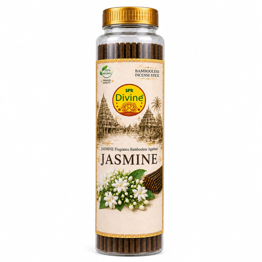 SPR Divine - Jasmine Fragrance Bambooless Incense Sticks | Premium Jasmine Agarbatti for Pooja, Prayer, Meditation & Home | 30 Sticks