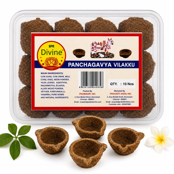 SPR Divine - Panchagavya Cow Dung Diya Vilakku Deepam (24 Pcs) - Made of 5 Natural Core Elements - Cow Dung, Gomutra, Milk, Curd and Ghee - for Festivals, Diwali and Daily Puja - (Pack of 2)