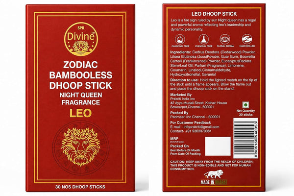 SPR Divine - Zodiac Bambooless Dhoop Stick Night Queen Leo 30pc