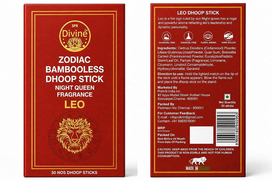 SPR Divine - Zodiac Bambooless Dhoop Stick Night Queen Leo 30pc