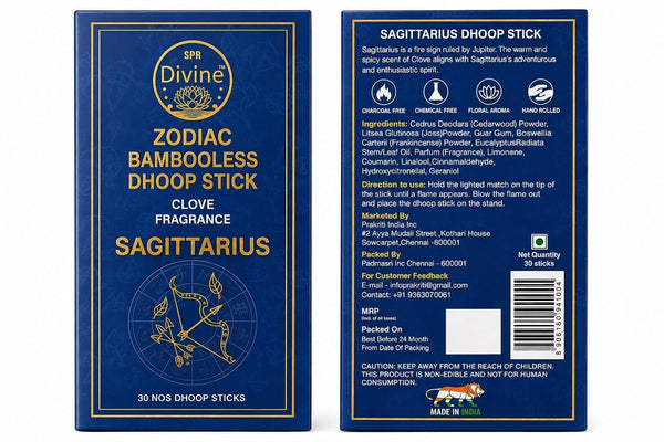 SPR Divine - Zodiac Bambooless Dhoop Stick – Clove Fragrance – Sagittarius,