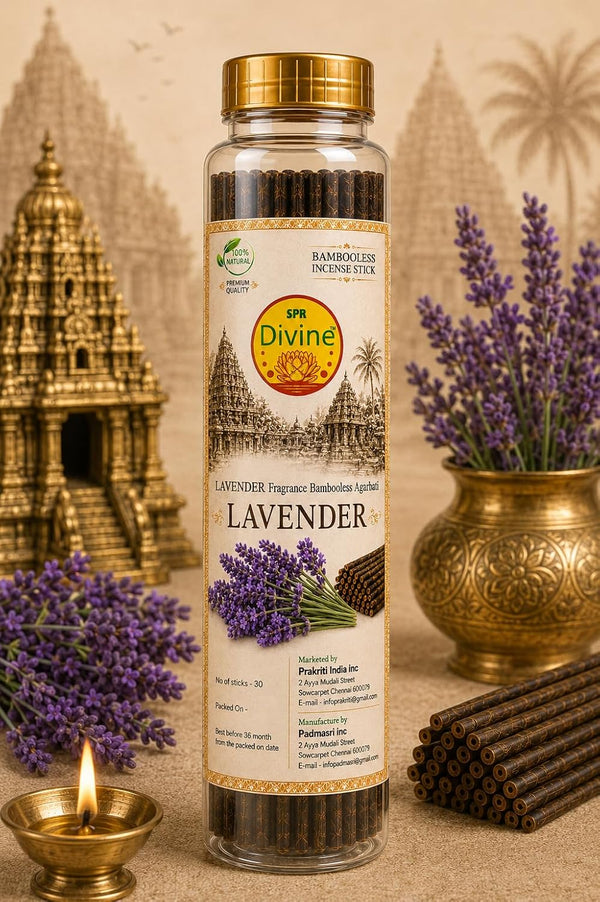 SPR Divine - Lavender Fragrance Bambooless Incense Sticks | Premium Lavender Agarbatti for Pooja, Prayer, Meditation & Home | 30 Sticks