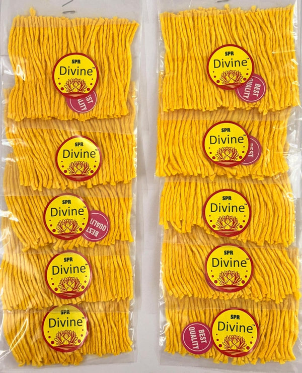 SPR Divine - Yellow Cotton Wick (Pack of 1) 10 Pouches in ONE Strip and ONE Pouch Contain 50 Yellow Cotton Wick