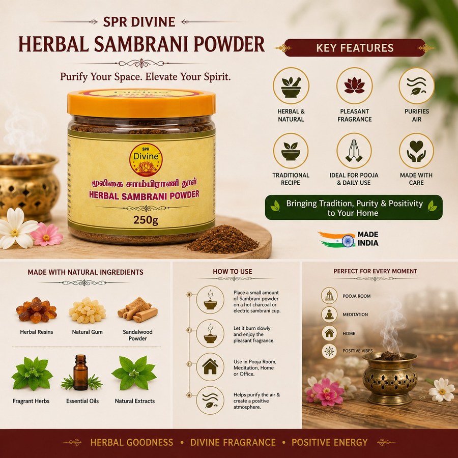 Herbal Sambrani Dhoop Powder 250g - Temple Blend View 2