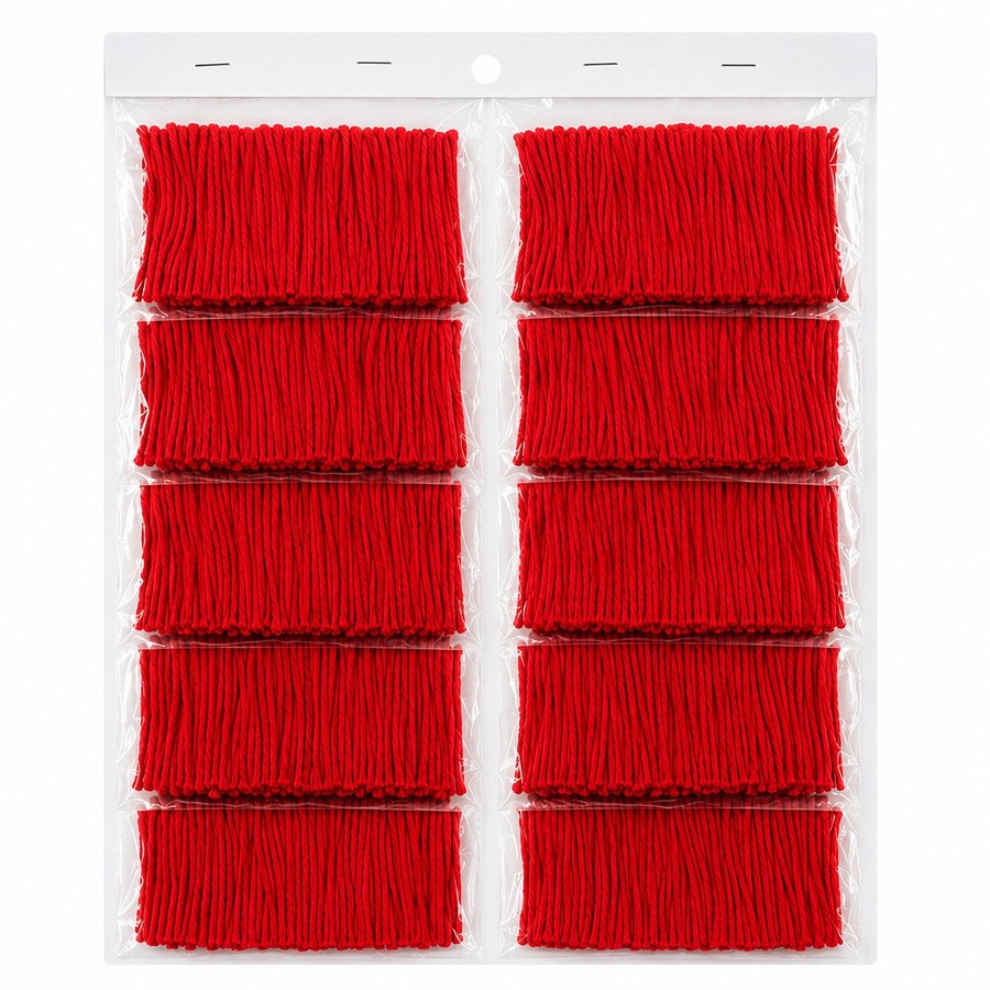 Sacred Red Cotton Wicks for Devi Pooja (10 Pouches)