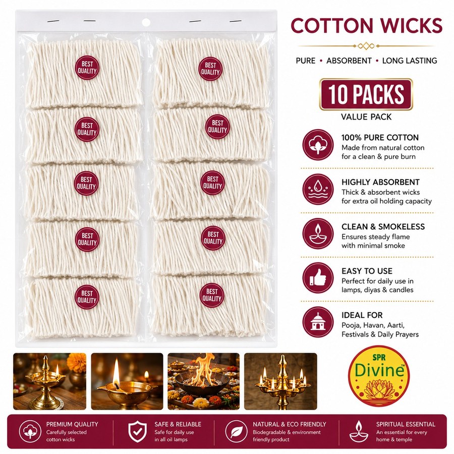Pure Cotton White Small Wicks - Pack of 10 Pouches View 2