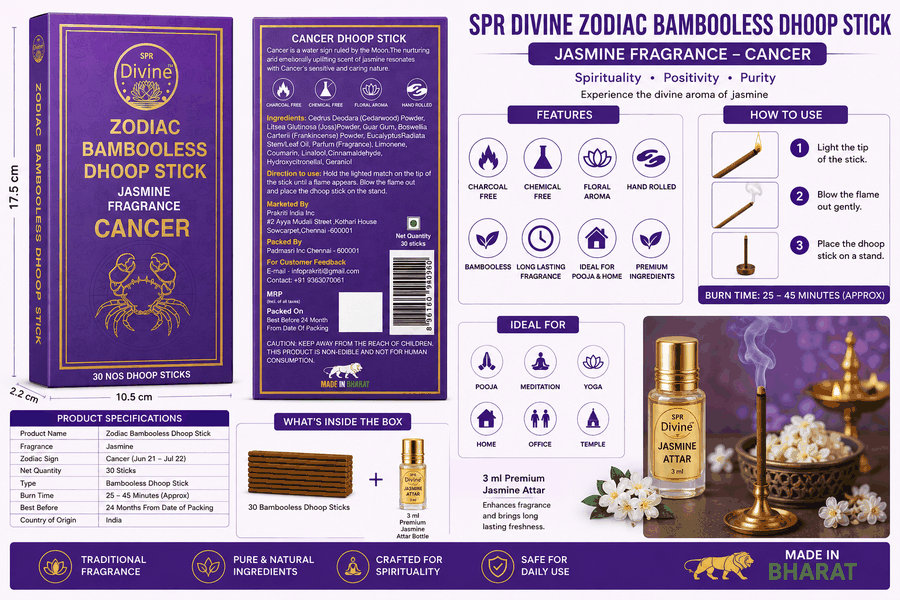 Cancer (கடகம்) Rose Dhoop + 3ml Natural Attar View 2
