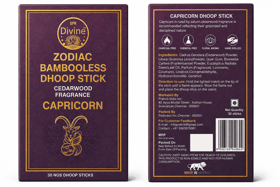 Capricorn (மகரம்) Cedarwood Dhoop + 3ml Natural Attar