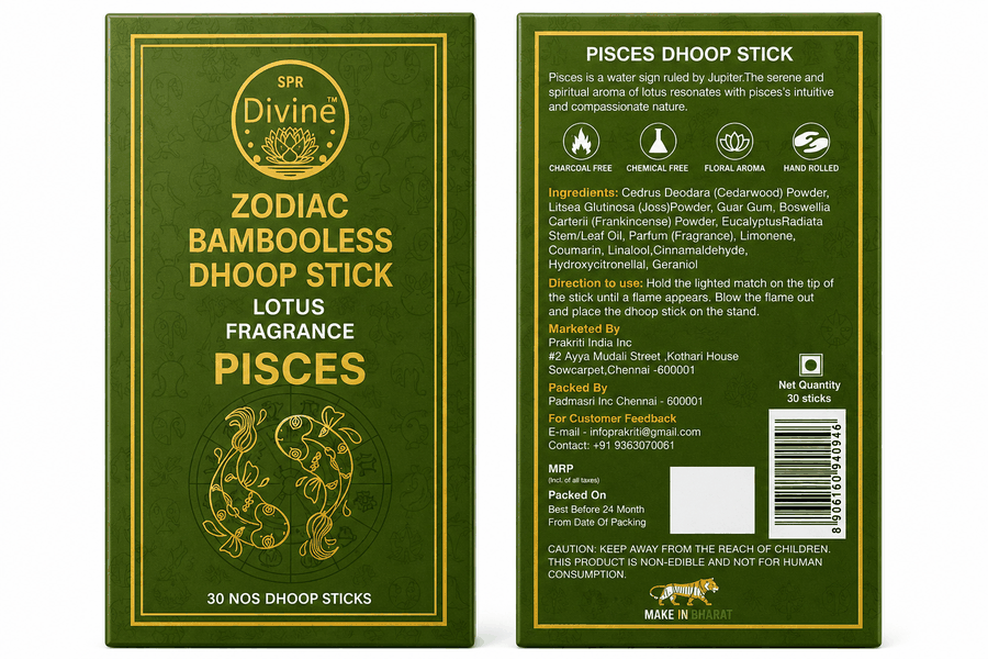 Pisces (மீனம்) Lotus Dhoop + 3ml Natural Attar